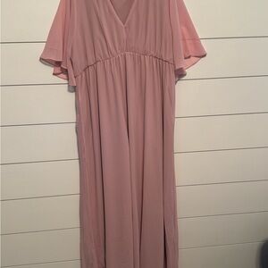 Elegant Pink V-Neck Dress